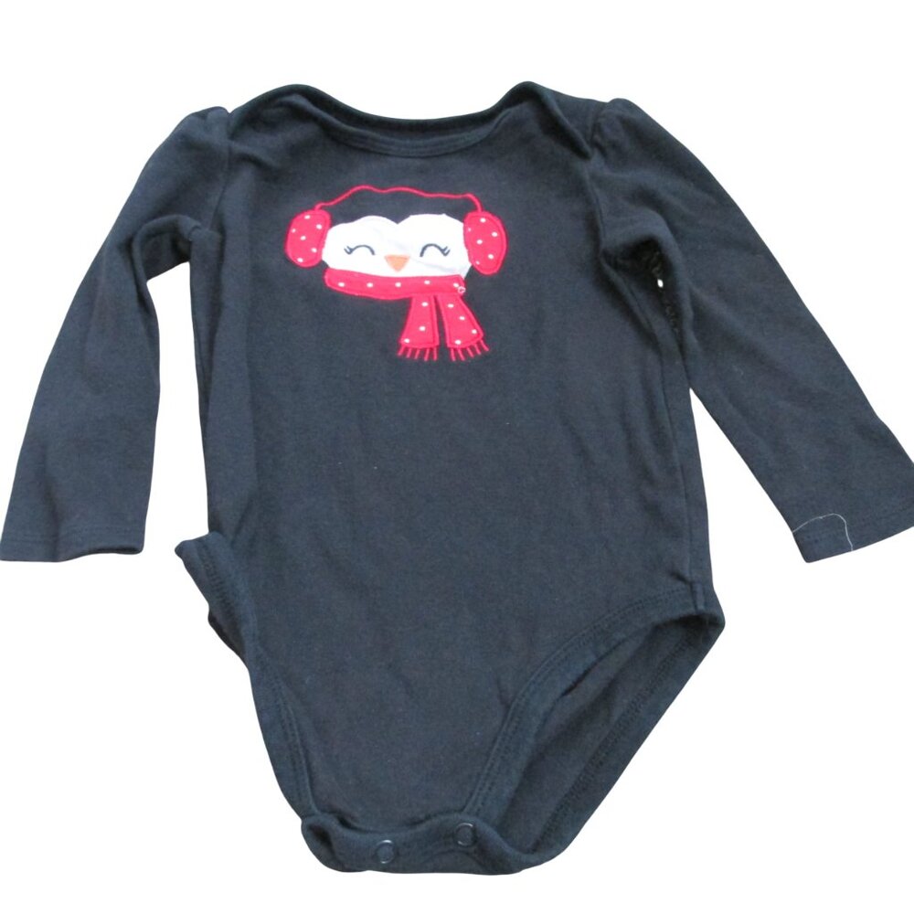Jumping Beans 1 Pc Bodysuit Girls Size‎ 18M Black Long Sleeve Christmas Penguin